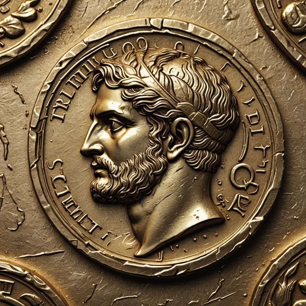 Detailed Ancient Greek Coin with Golden Glow