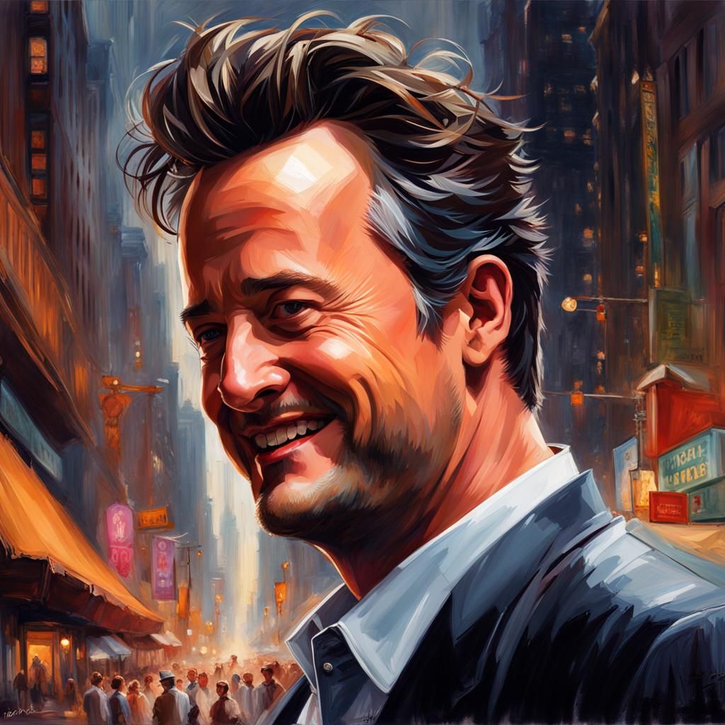 Matthew Perry Portrait in Dark Academia Style