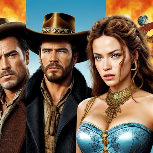 All-Female Western Movie Poster in Hyperrealistic Style