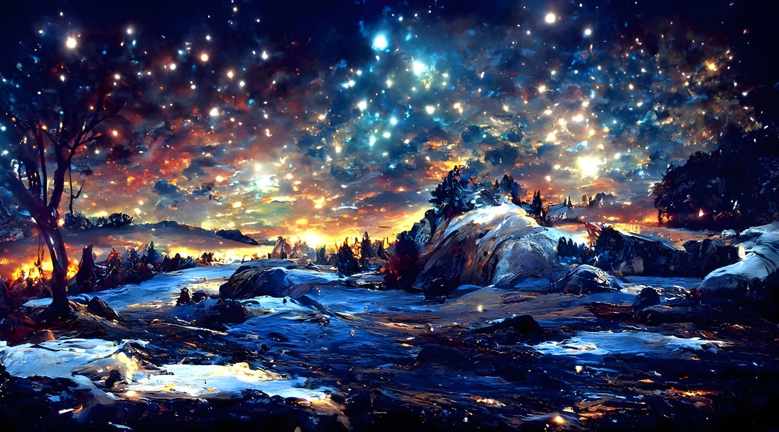 Ethereal River Landscape as Oil Painting