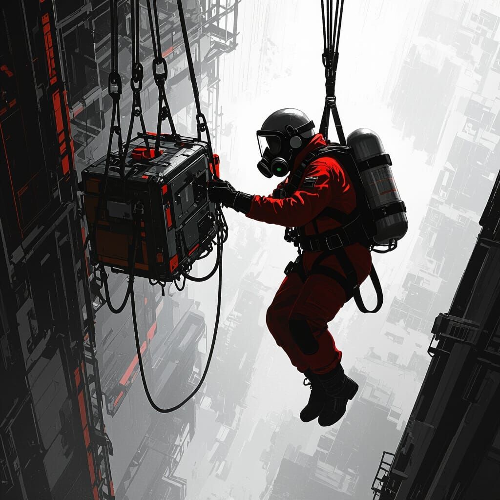 High-Altitude Retrieval Operation in Futuristic Style