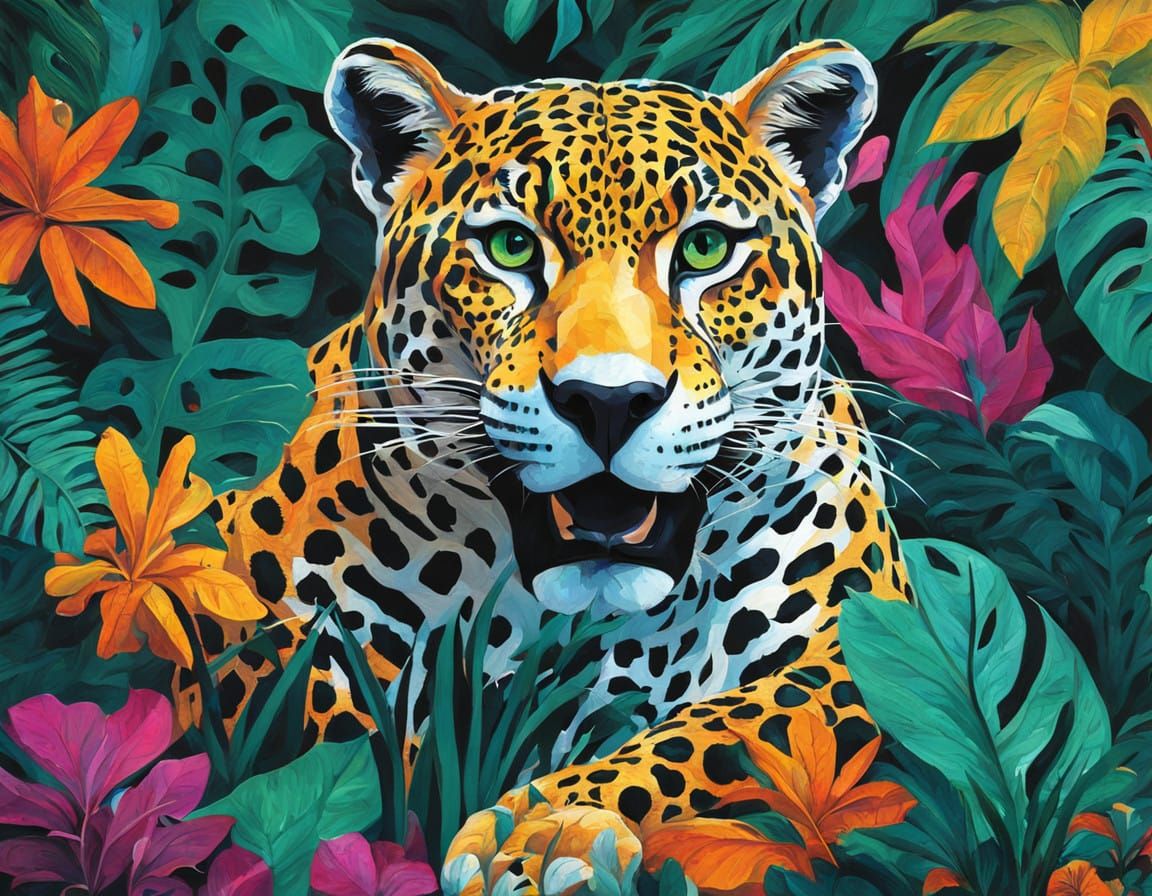 A jaguar in the jungle