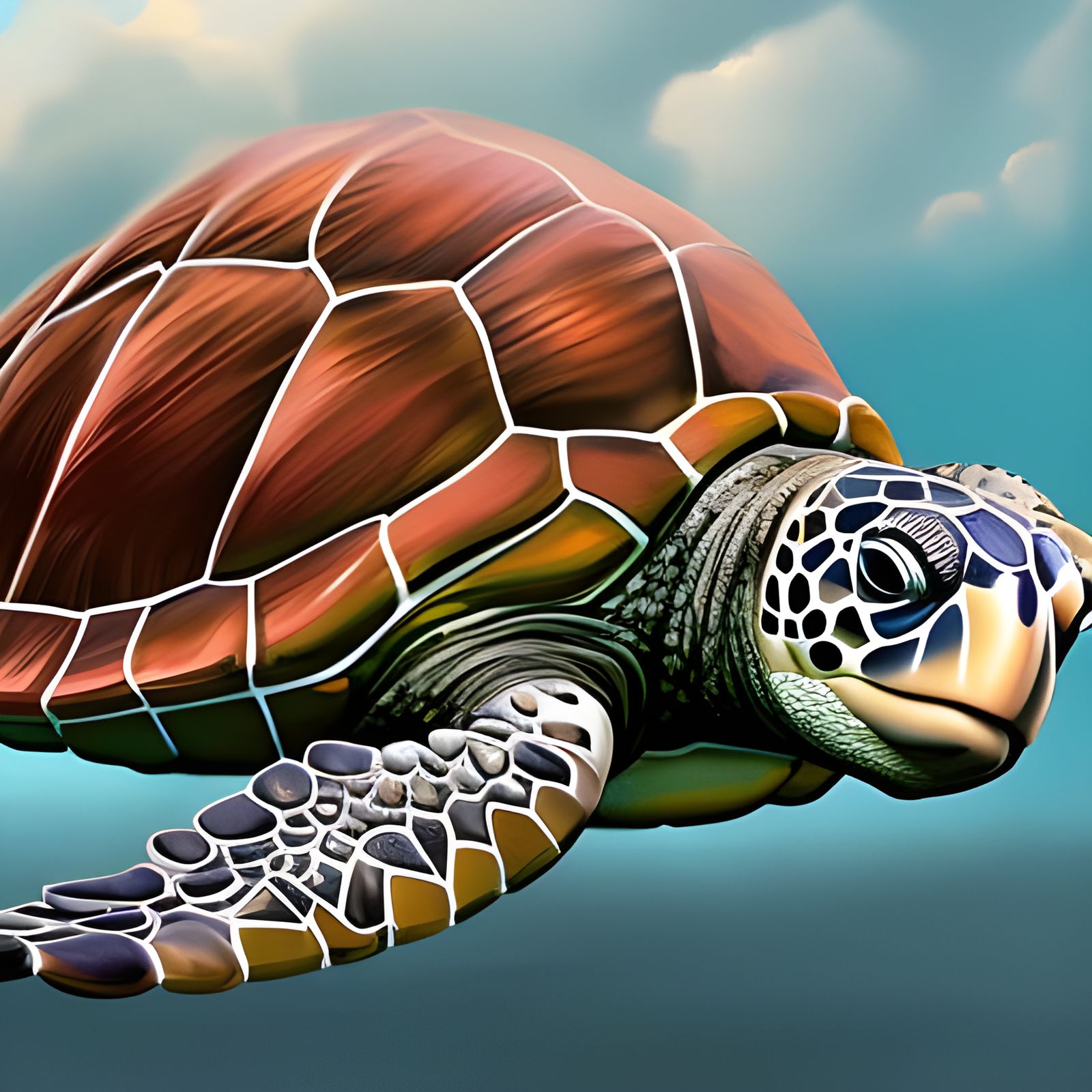 Crush the Sea Turtle Close-up: 3D Digital Art