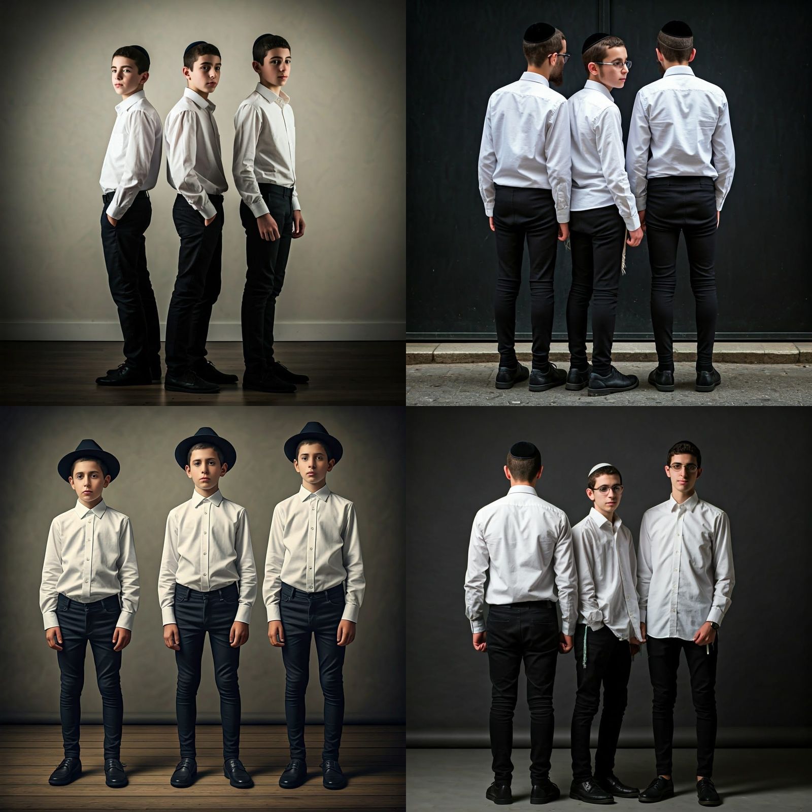 Young Men in White Shirts and Black Pants