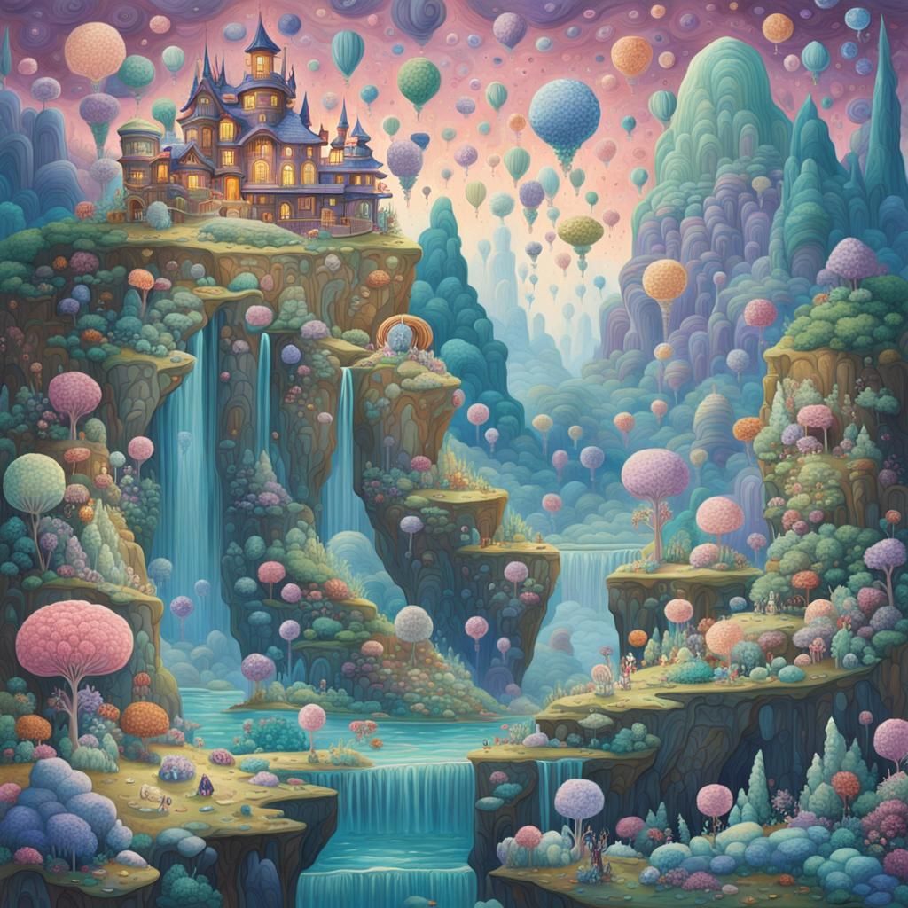 Candy Colored Cliff in a Pop Surrealist Dreamscape