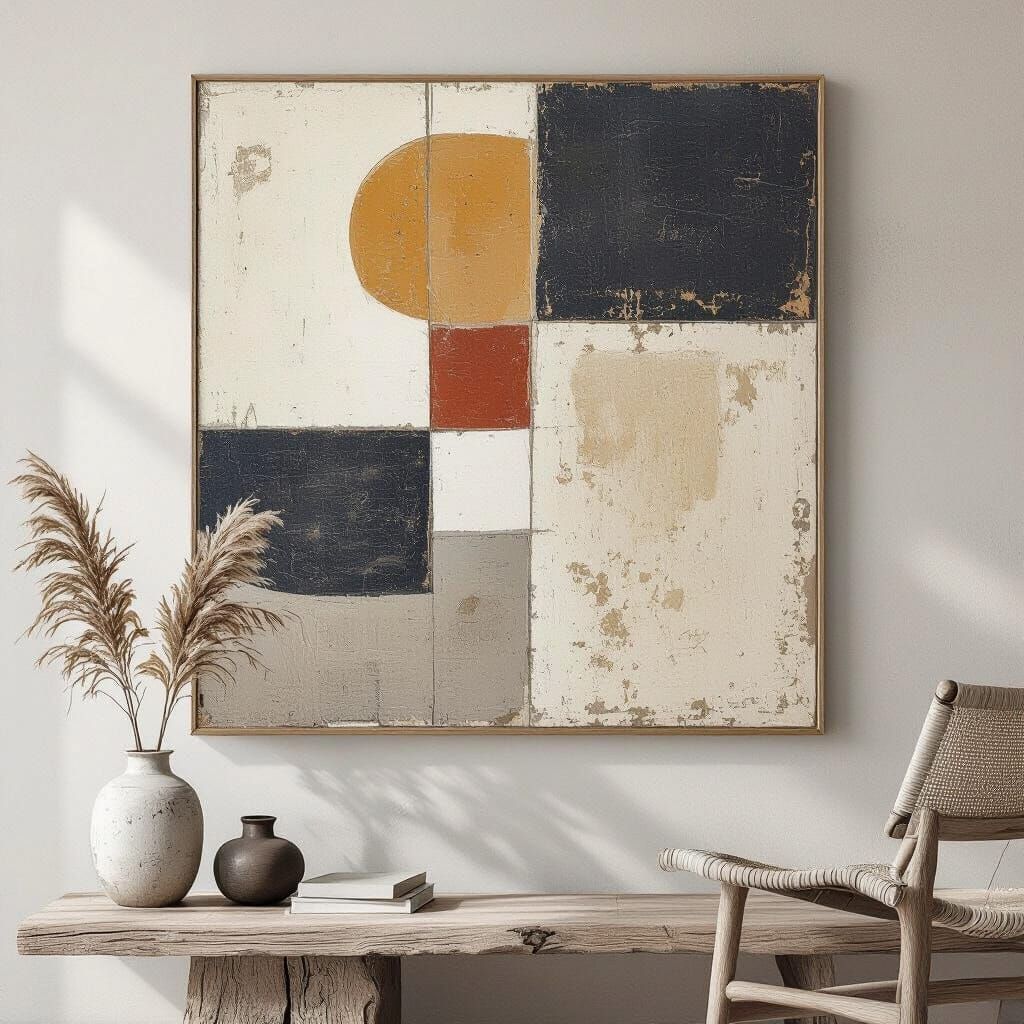 Abstract Wabi Sabi Wall Art in Earthy Tones