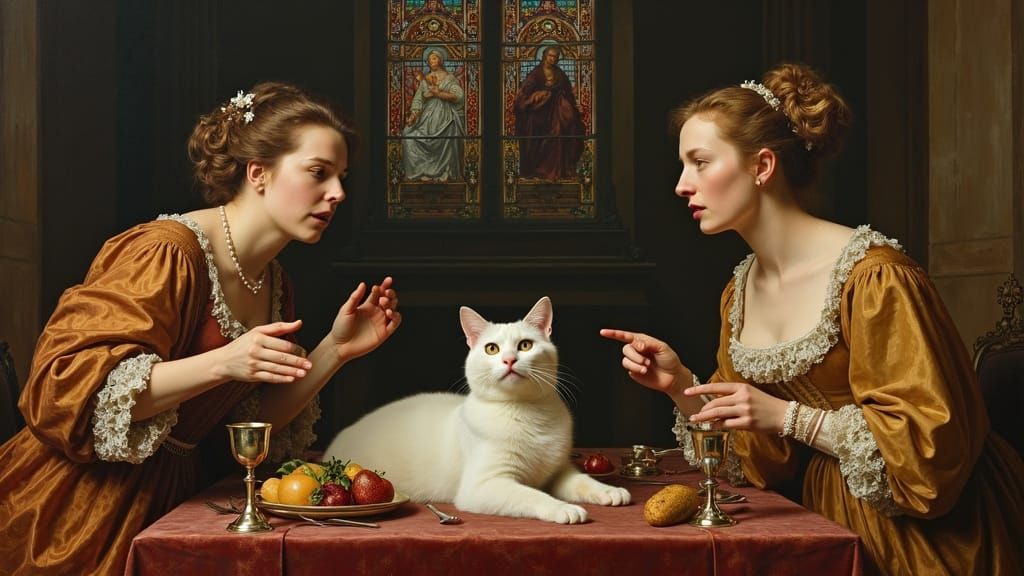 Divine Dispute at Banquet: Woman Yelling at Cat Meme