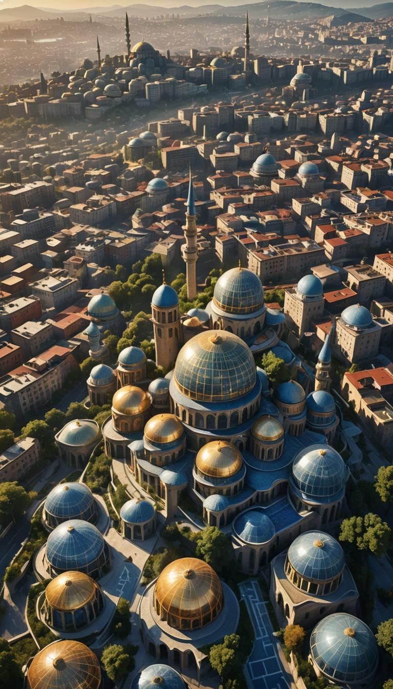 Futuristic Ankara Cityscape in Matte Painting Style