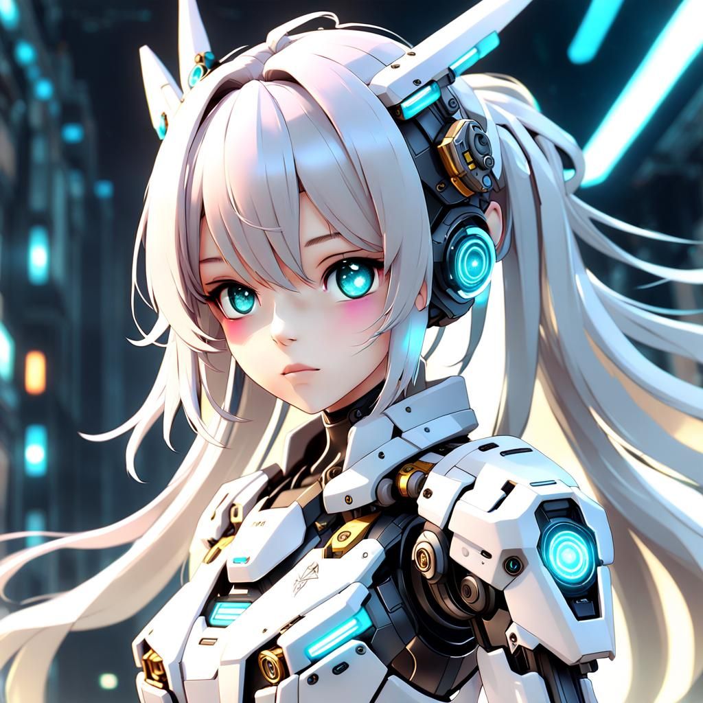 Anime Cyborg Girl in Detailed 3D Style
