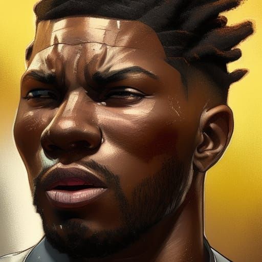 Jamaican gangster head and shoulders portrait, 8k resolution concept art portrait by Greg Rutkowski, Artgerm, WLOP, Alph...