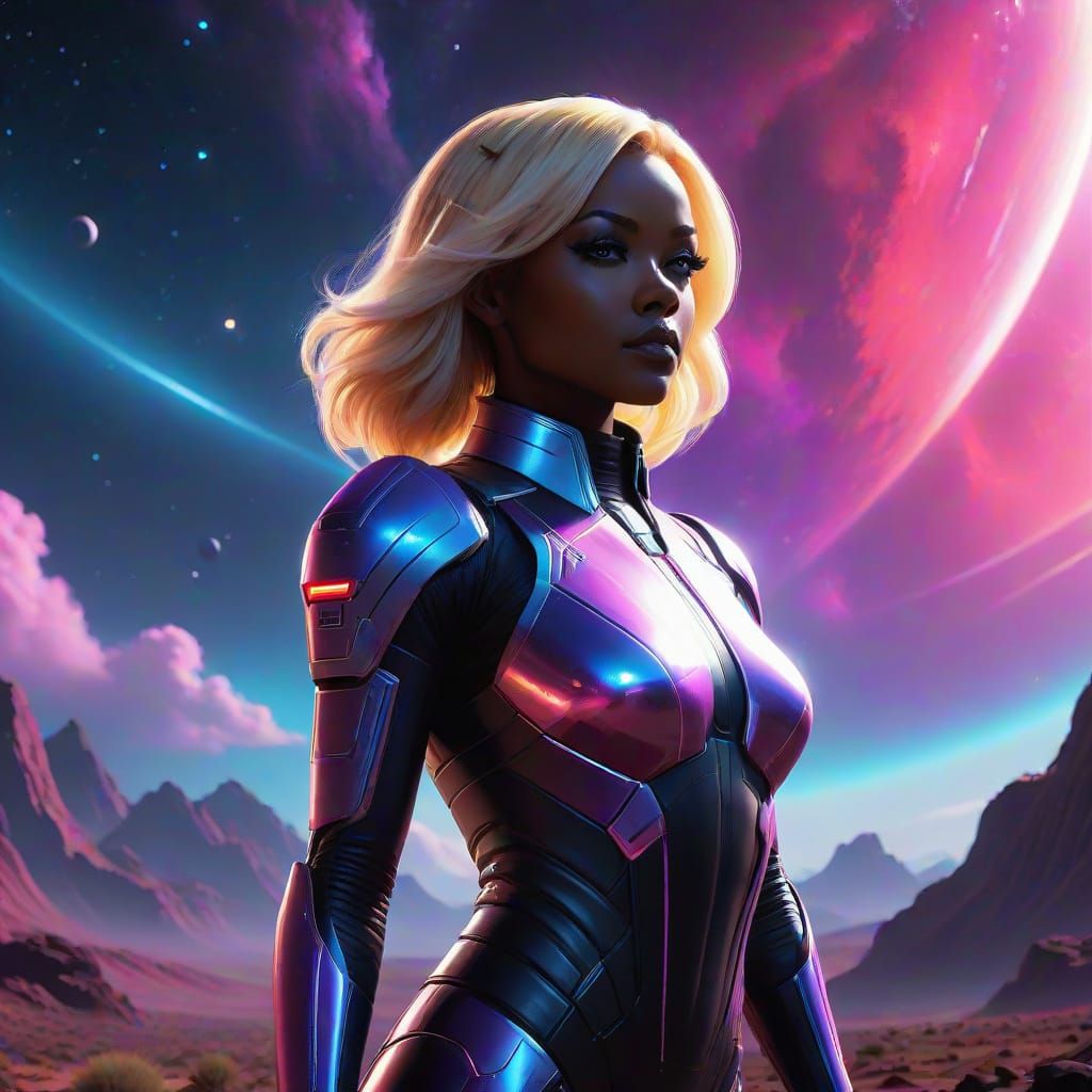 Glowing Nebula Goddess in Latex