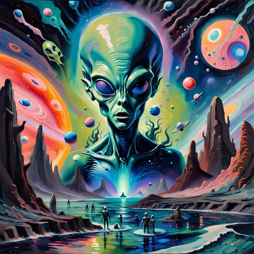 Alien Dadaist Reimagining in Impasto Gouache