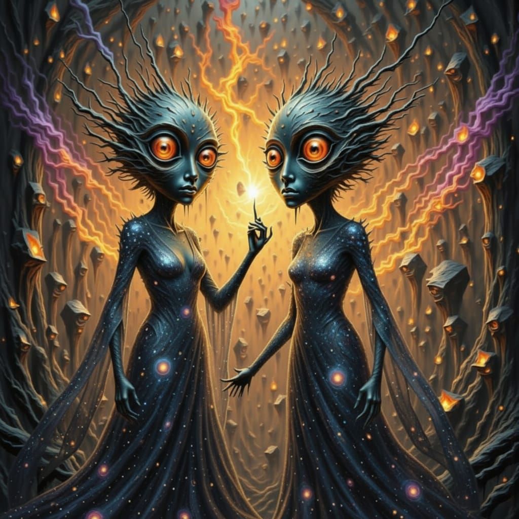 Alien Encounter With Luvmuffets in Golden Light