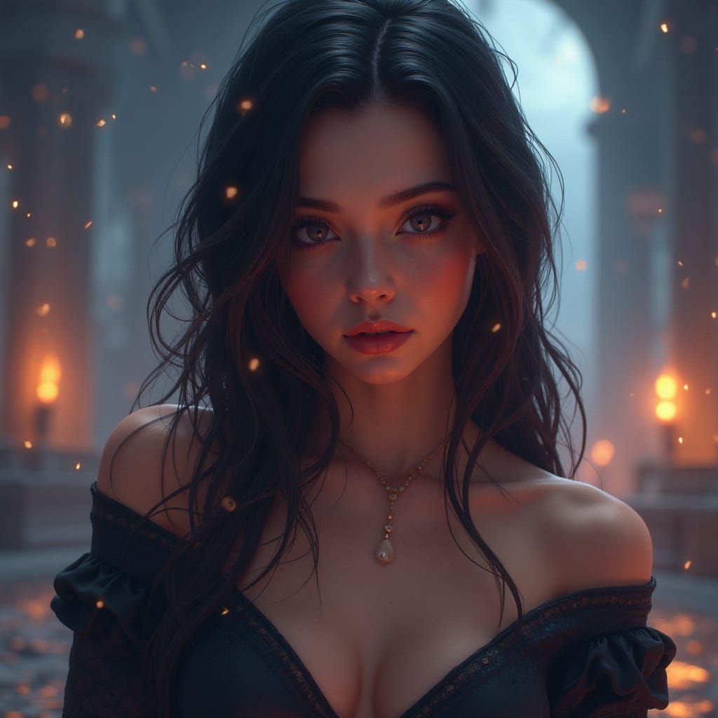 Beautiful Woman in Fantastical Matte Painting Style