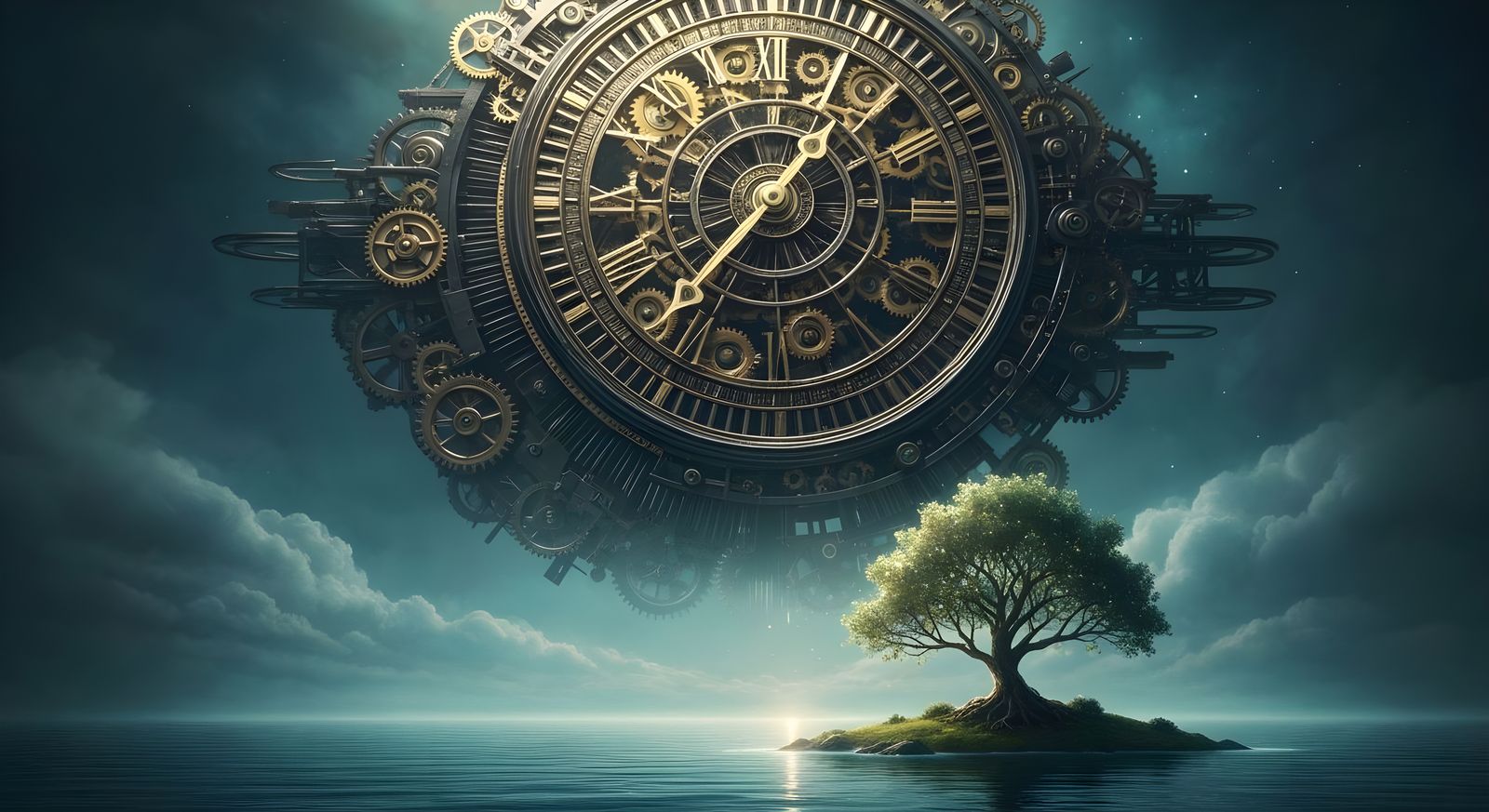 Cosmic Clockwork Mechanism Above Serene Island