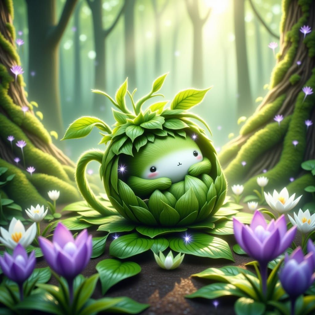 Whimsical Spring Garden Sprite in Watercolor Style