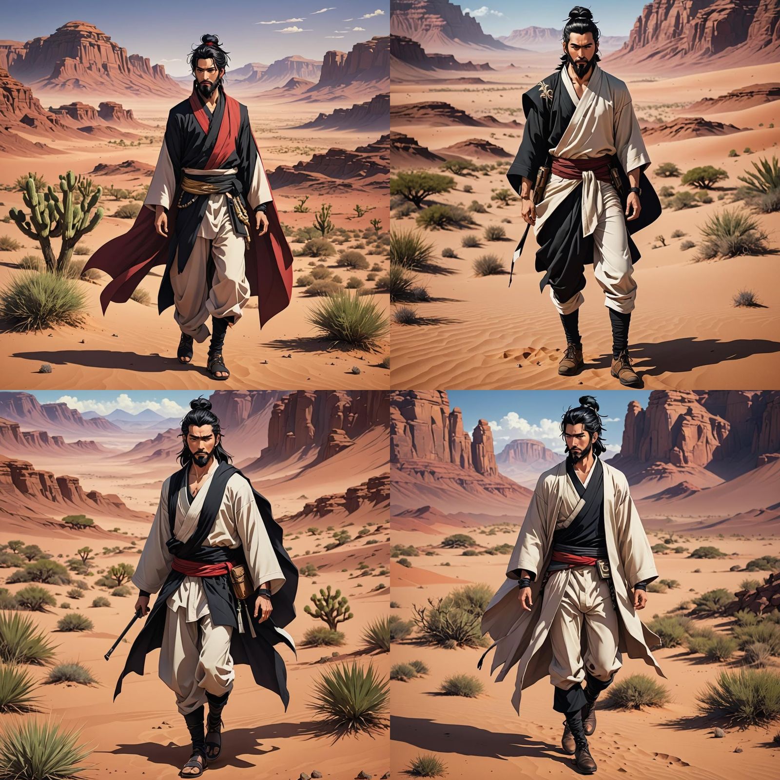 Man in Desert Garb, Cel-Shaded Anime Style