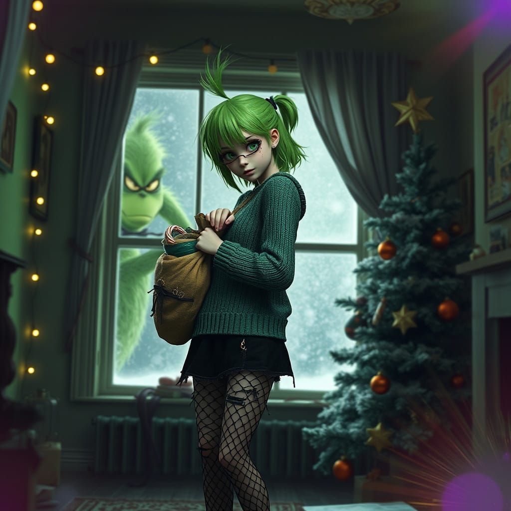 Goth Punk Christmas Rebel with Grinch's Approval