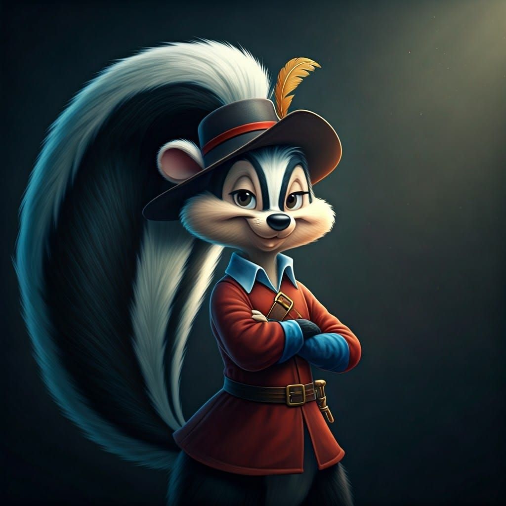 Musketeer Skunk in Looney Tunes Style