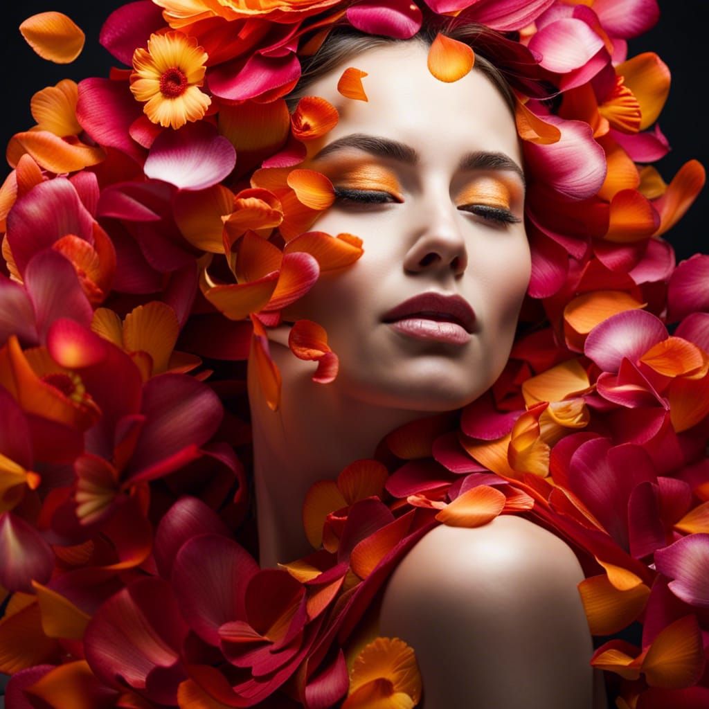 Floral Face Portrait with Dynamic Lighting