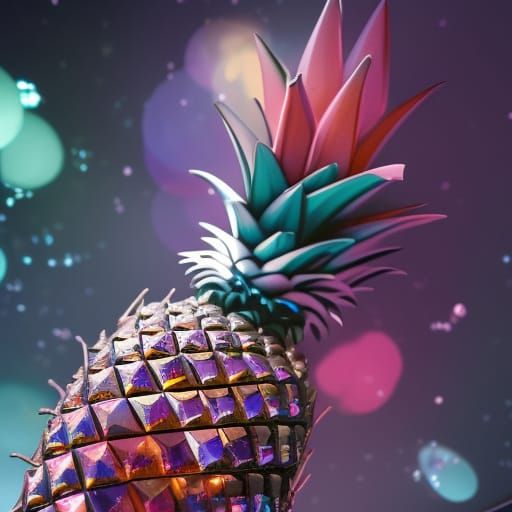 Crystal Pineapple with Diamonds and Jewels