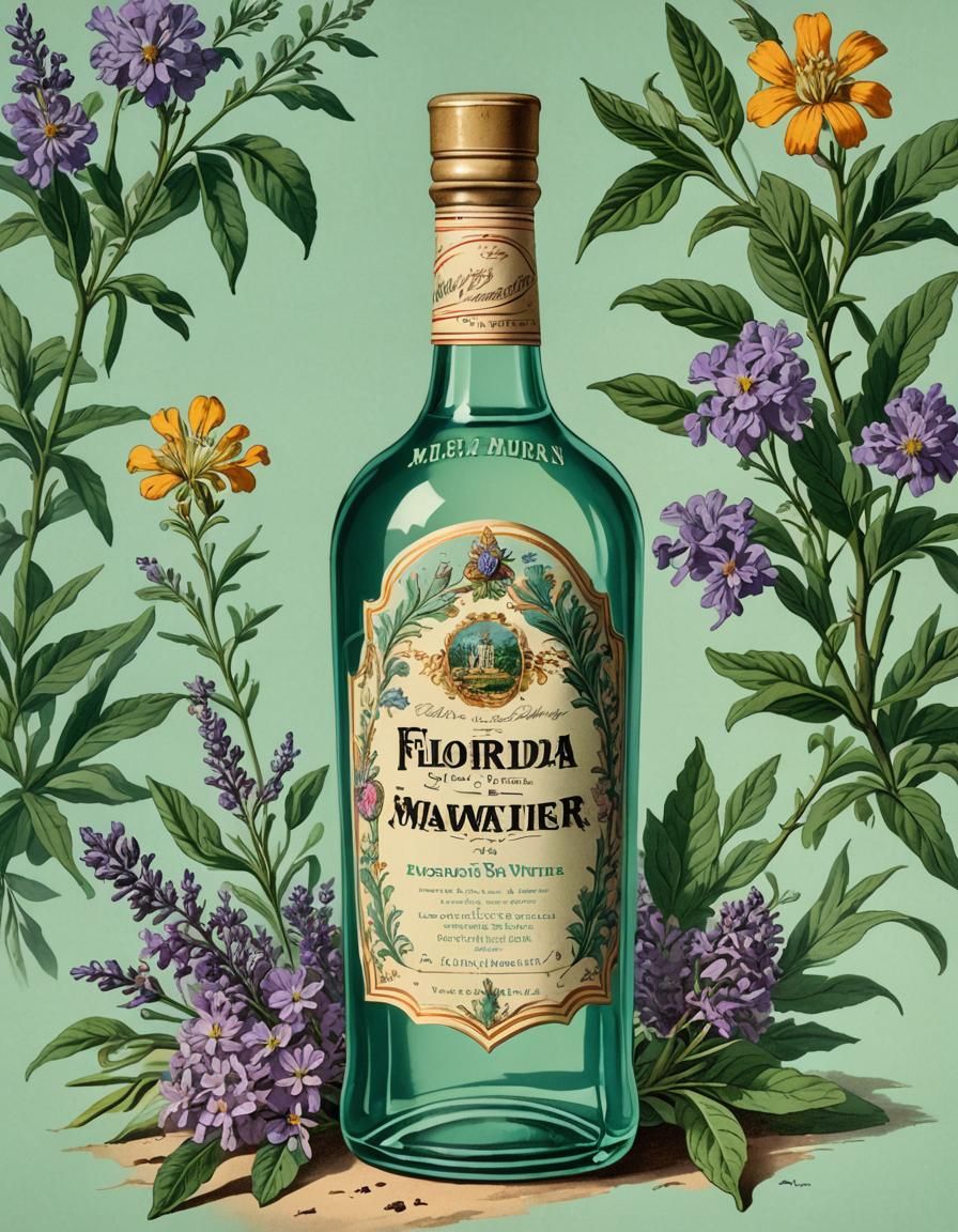 Vintage Florida Water Advertisement with Floral Design