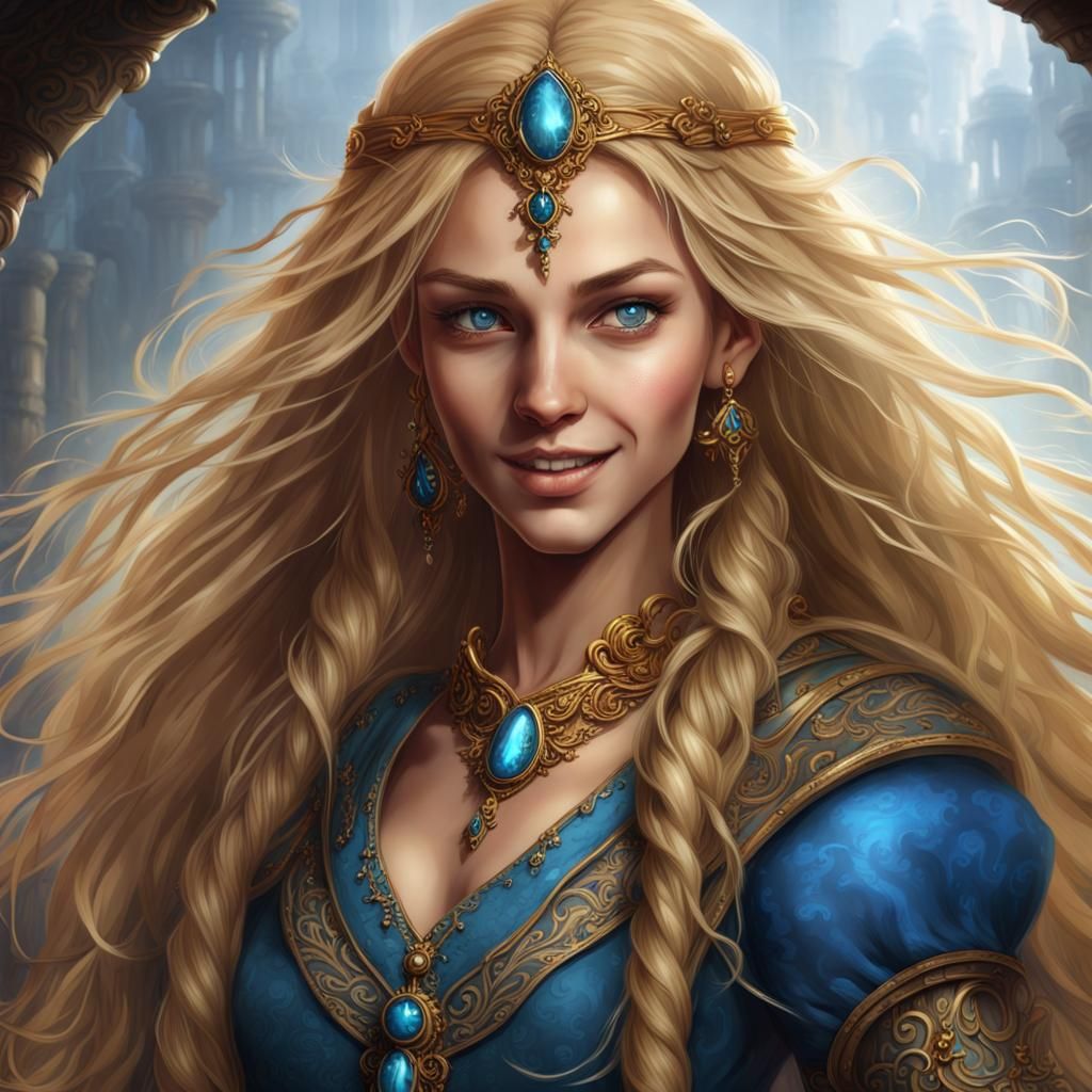 Teenage Girl with Blue Eyes: Fantasy Concept Art