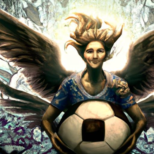 Female Symbol and Phoenix on Soccer Pitch