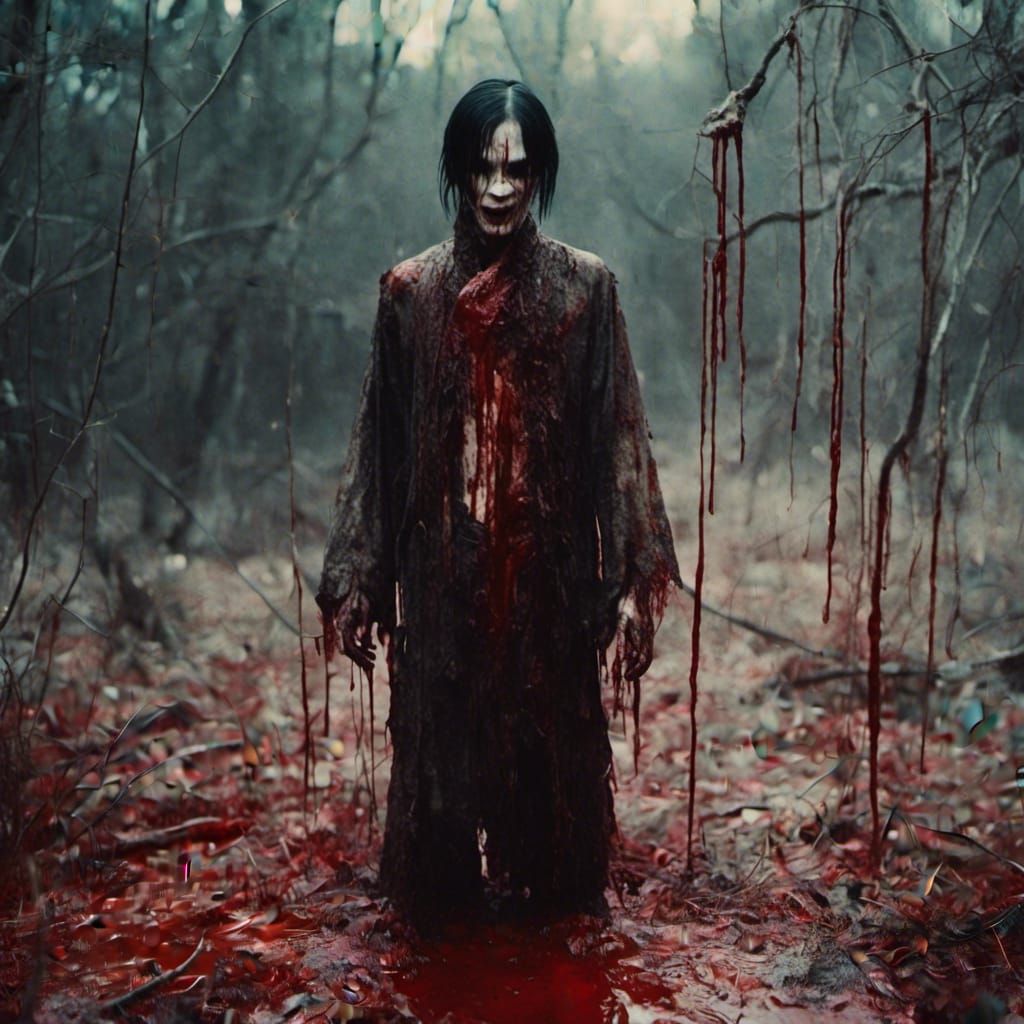 Blood-Soaked Chinese Vampire in Macabre Style