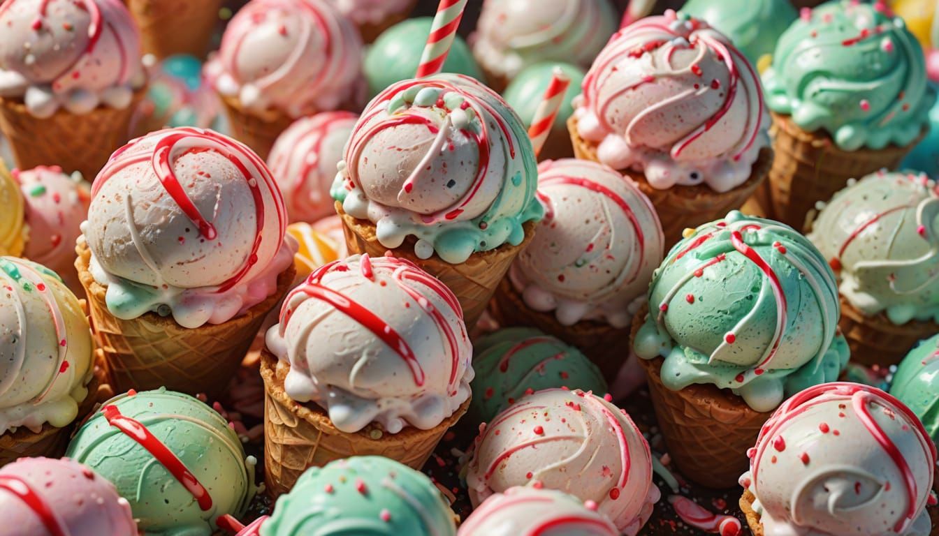 Ice Cream and Peppermint Sticks in Digital Art