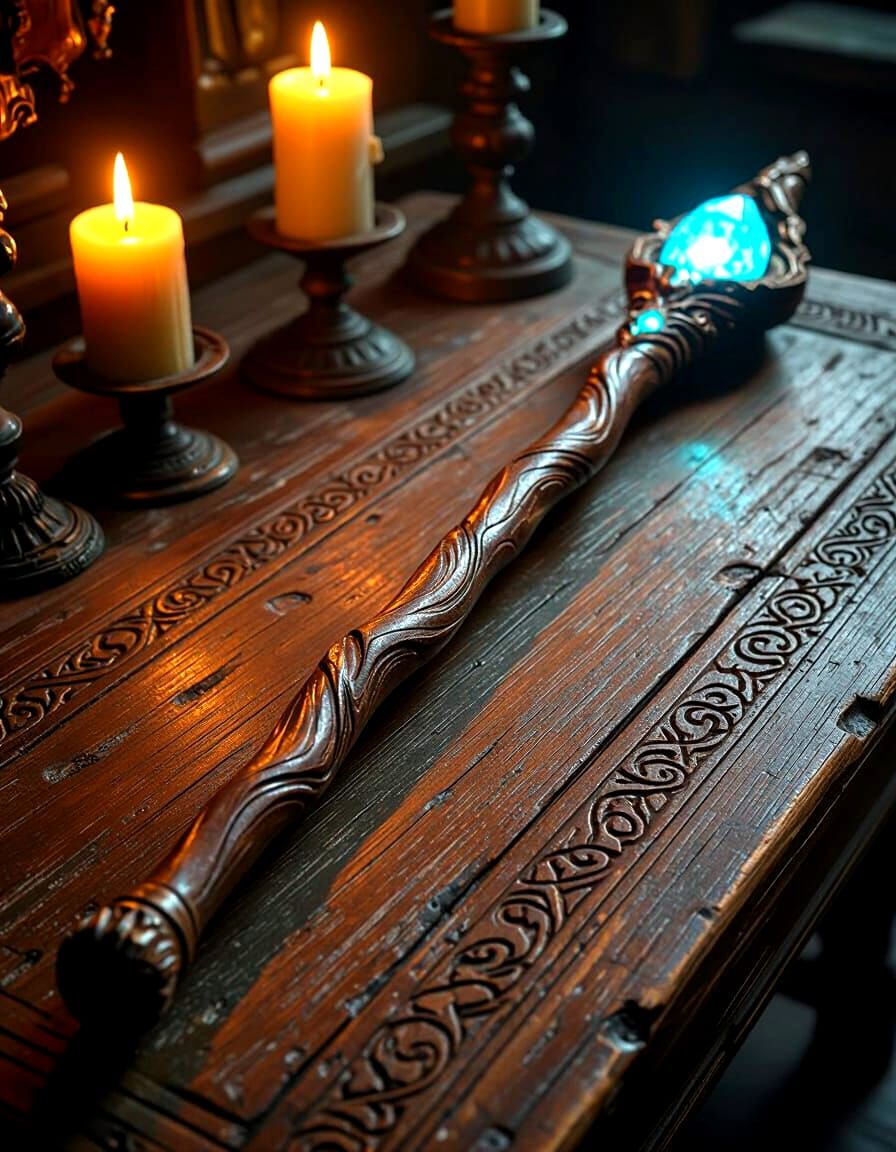 Illuminated Wizard Staff with Crystalline Core