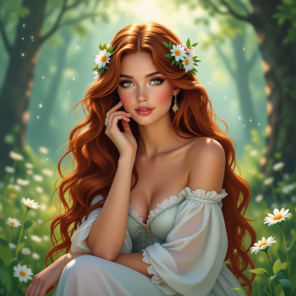 Forest Nymph in Alphonse Mucha Style