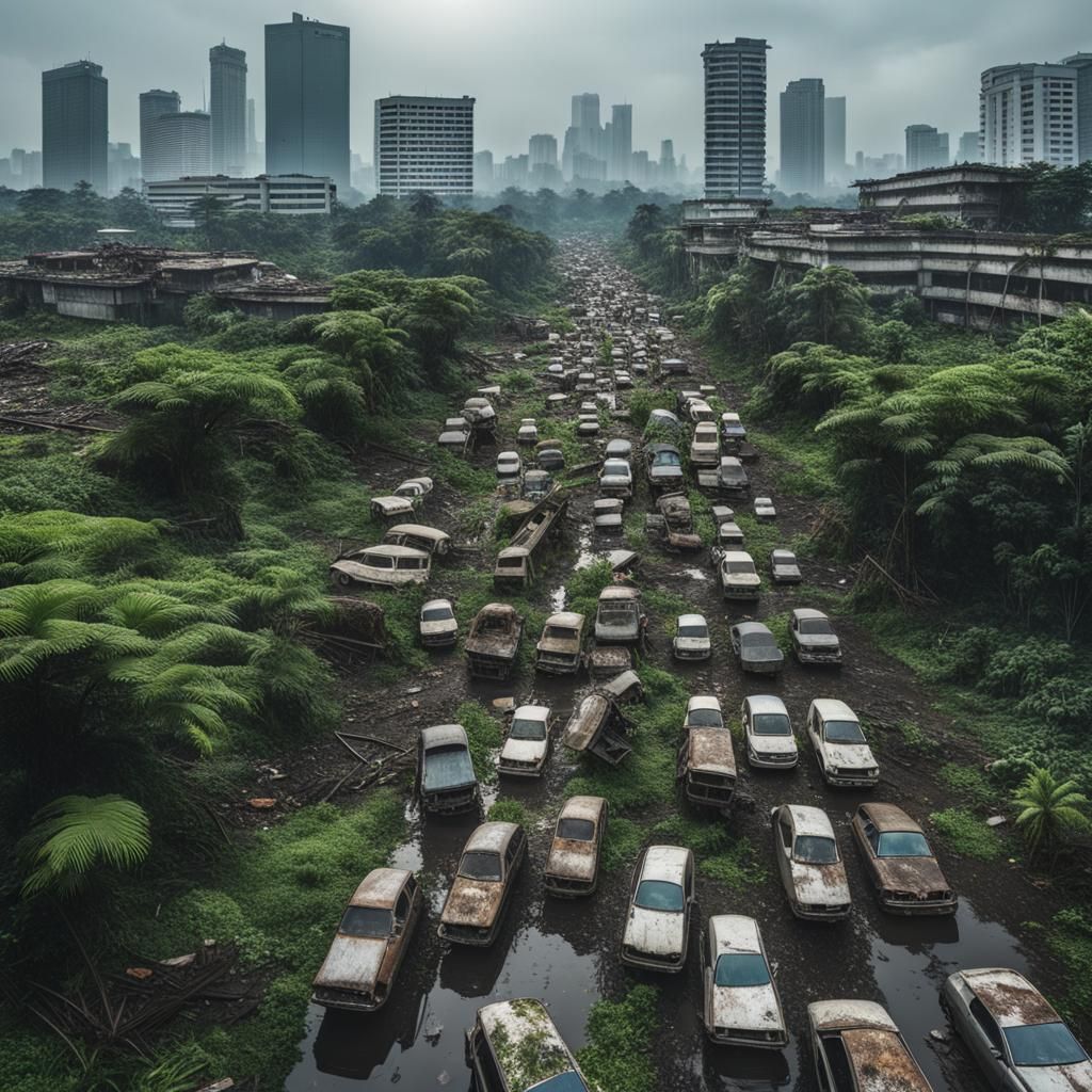 Post-Apocalyptic Jakarta Highway in Ruins