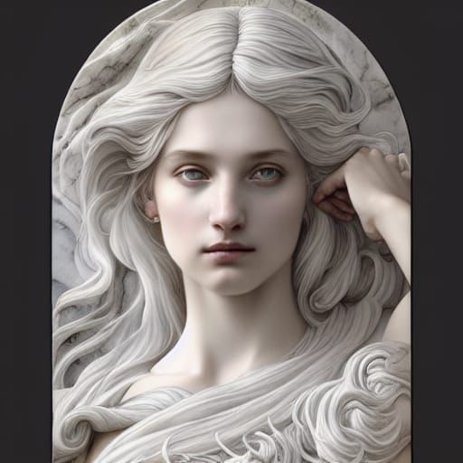 Marble Goddess Sculpture with Blood Detail