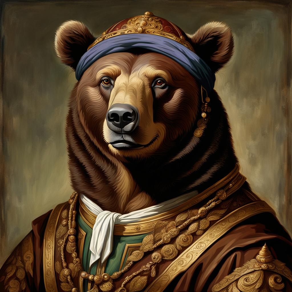 Anthropomorphic Bear Noble in Renaissance Style
