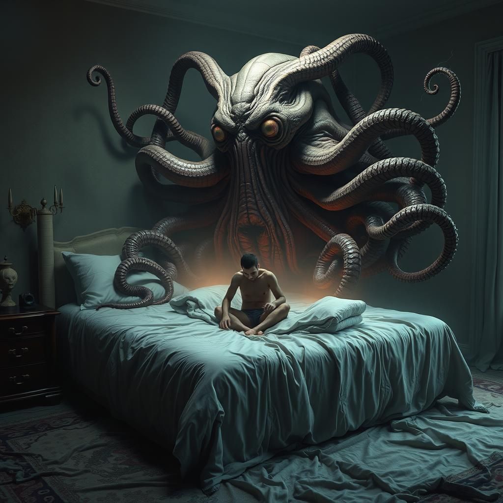 Human Transforms into Azathoth: Cosmic Horror Scene