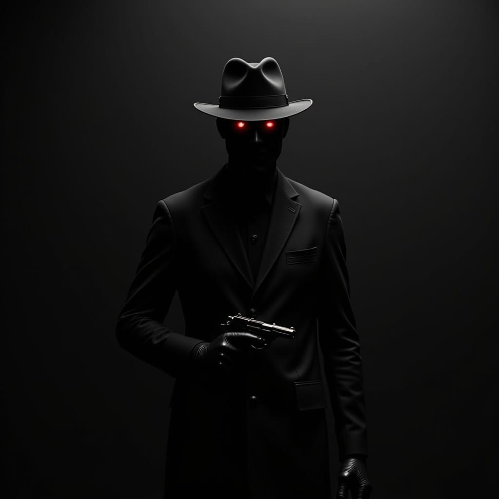 Ethereal Figure Emerges from Void in Vintage Futurism Style