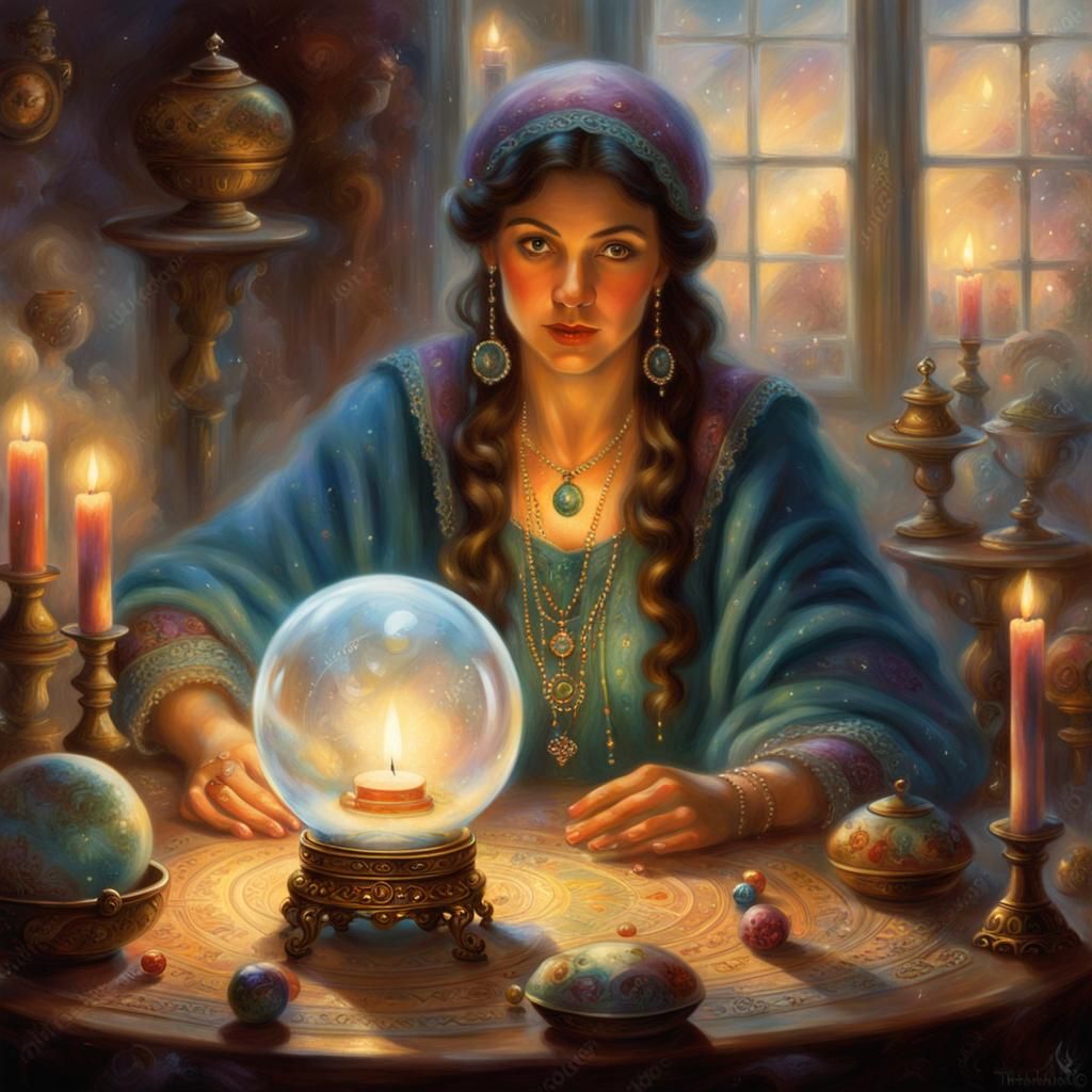Ethereal Fortune Teller with Crystal Ball