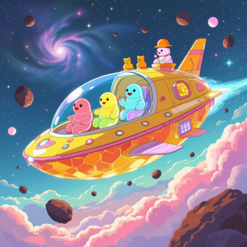 Gummy Worm Architects Navigate a Candy Nebula in Art Deco St...