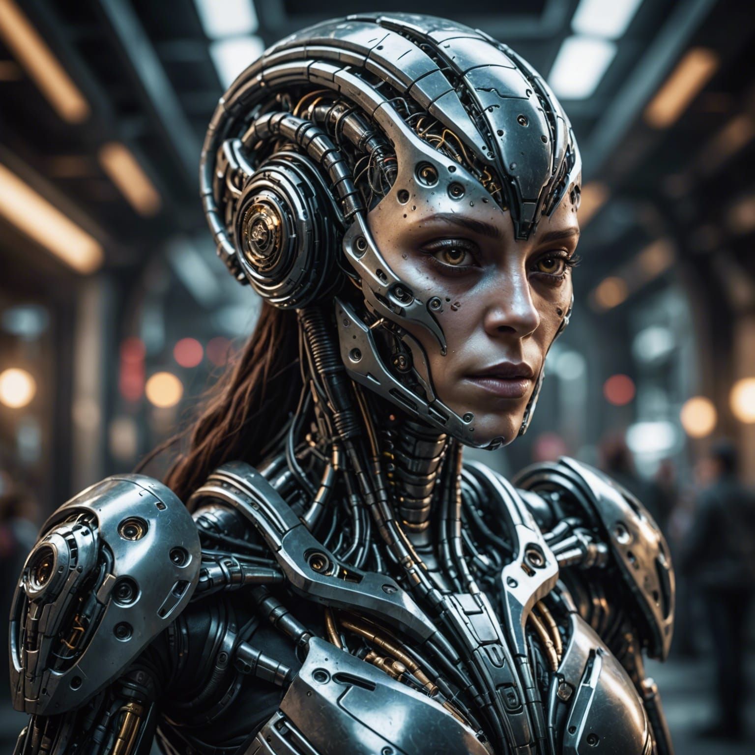 Hyperrealistic Cyborg Alien Female Portrait
