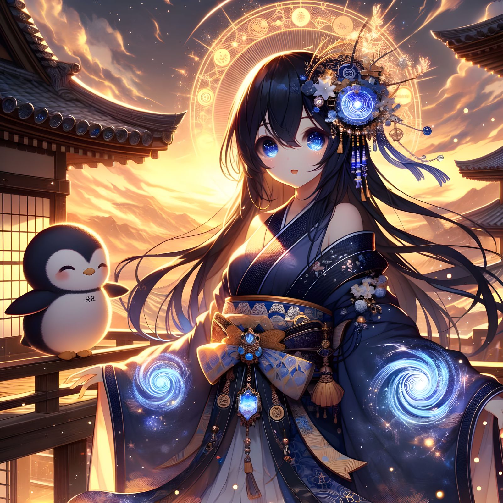 Anime-Inspired Goddess of the Golden Sunset