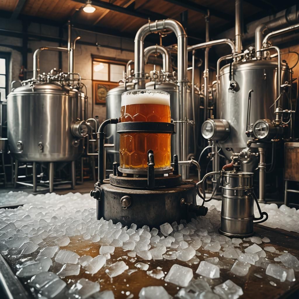 Ice-Cold Beer in Brewery: Cinematic Film Still