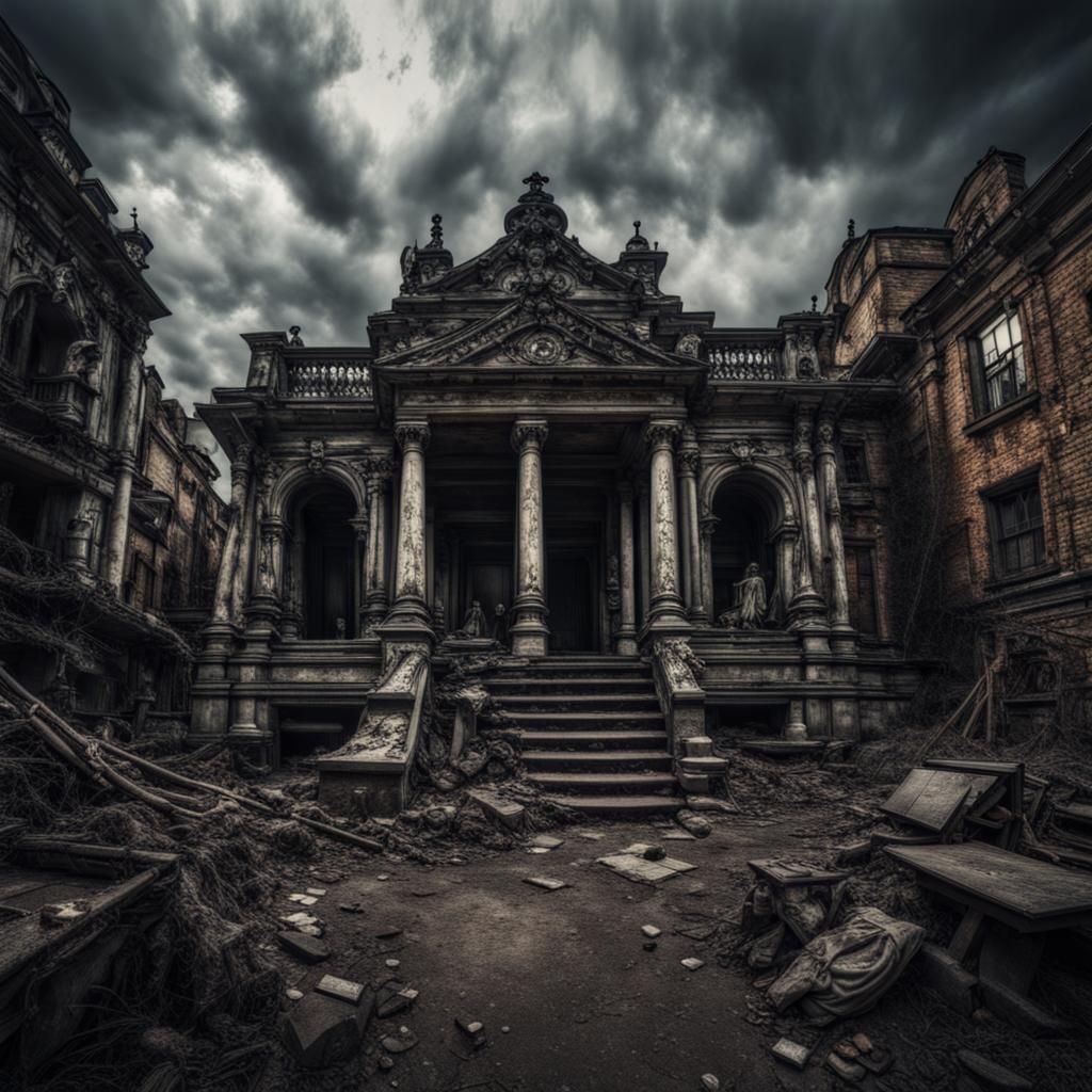 Beksinski-Inspired Death Place: Hyperrealistic Landscape