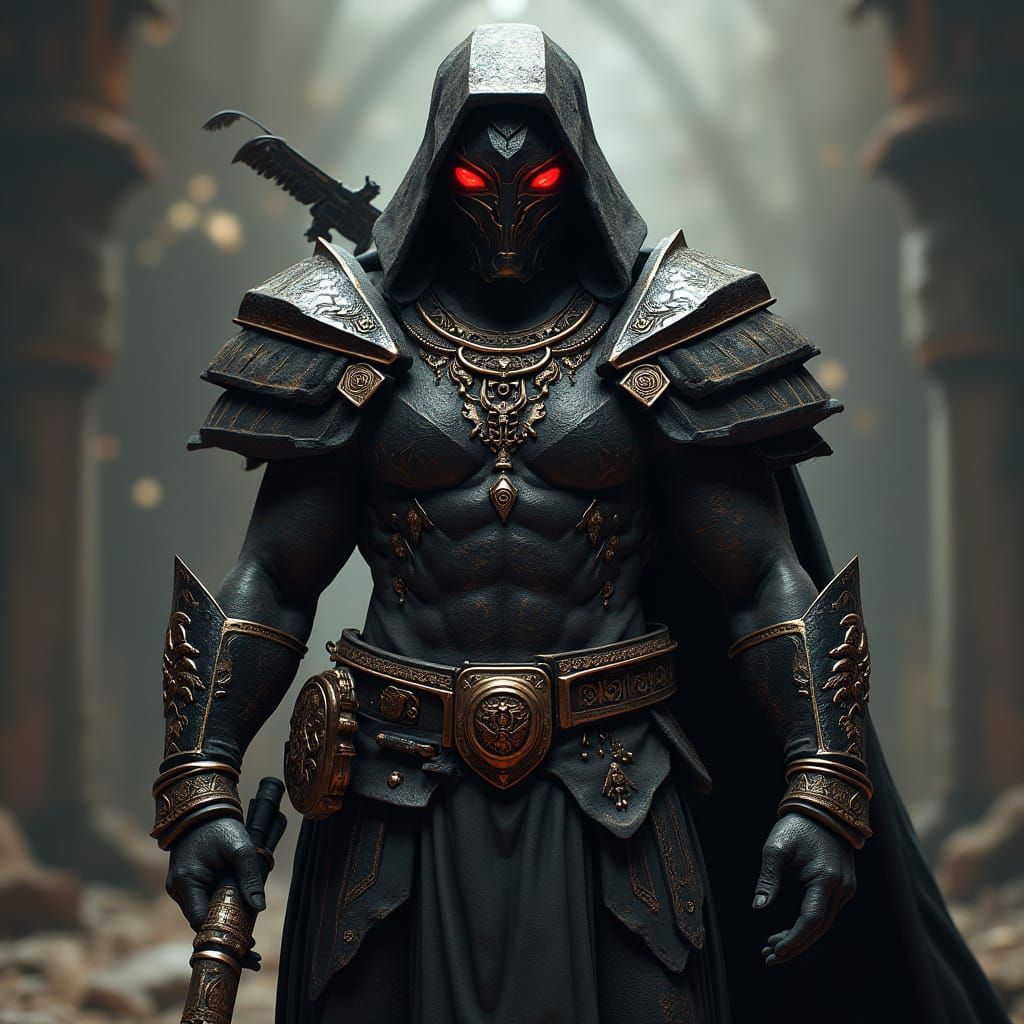 Mystical Obsidian Warrior in Dark Armor