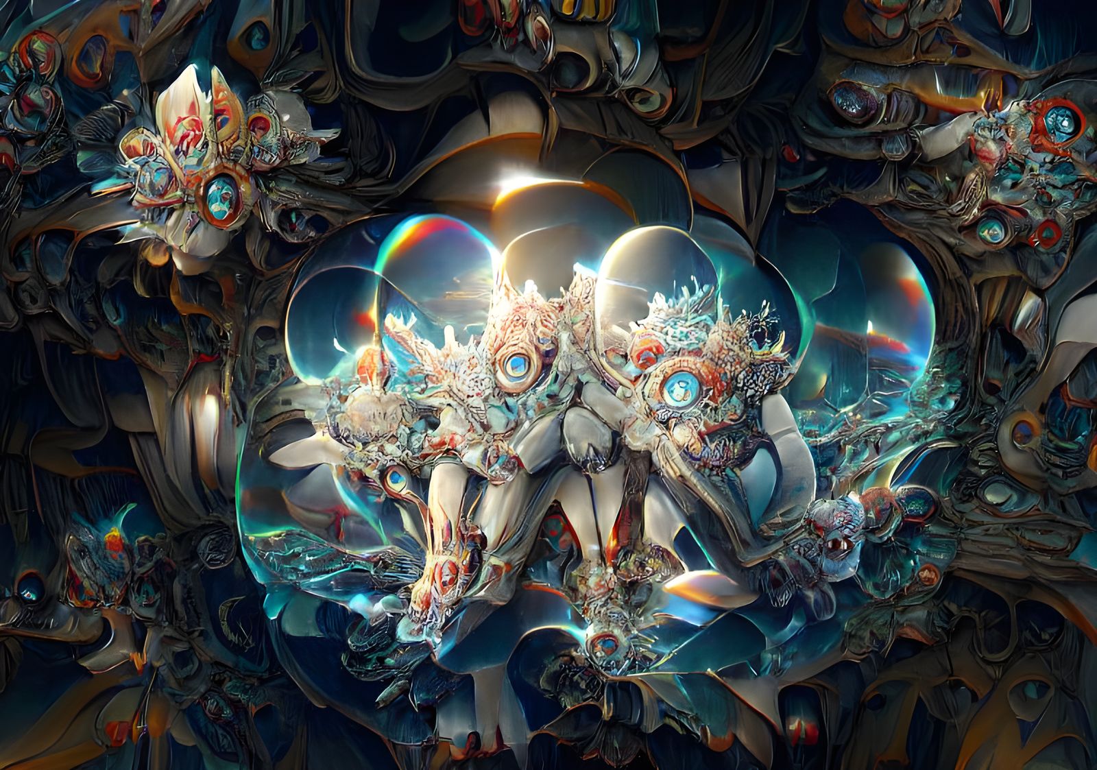 Kaleidoscopic Mecha Concept Art in Cel-Shaded Style