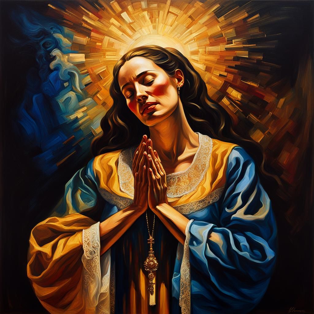 Baroque Priest Exorcising Woman in Nightgown