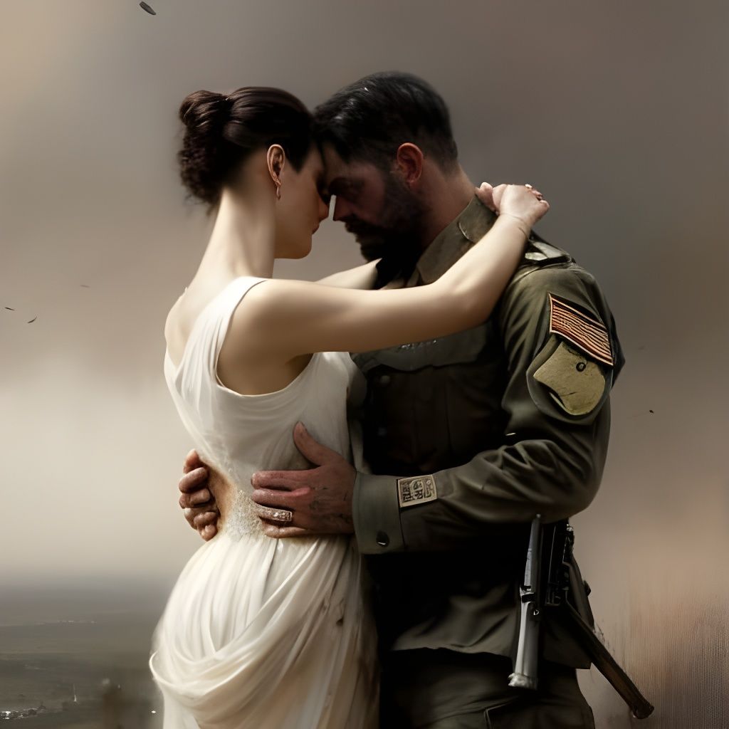 Soldier's Desperate Embrace: A Matte Painting