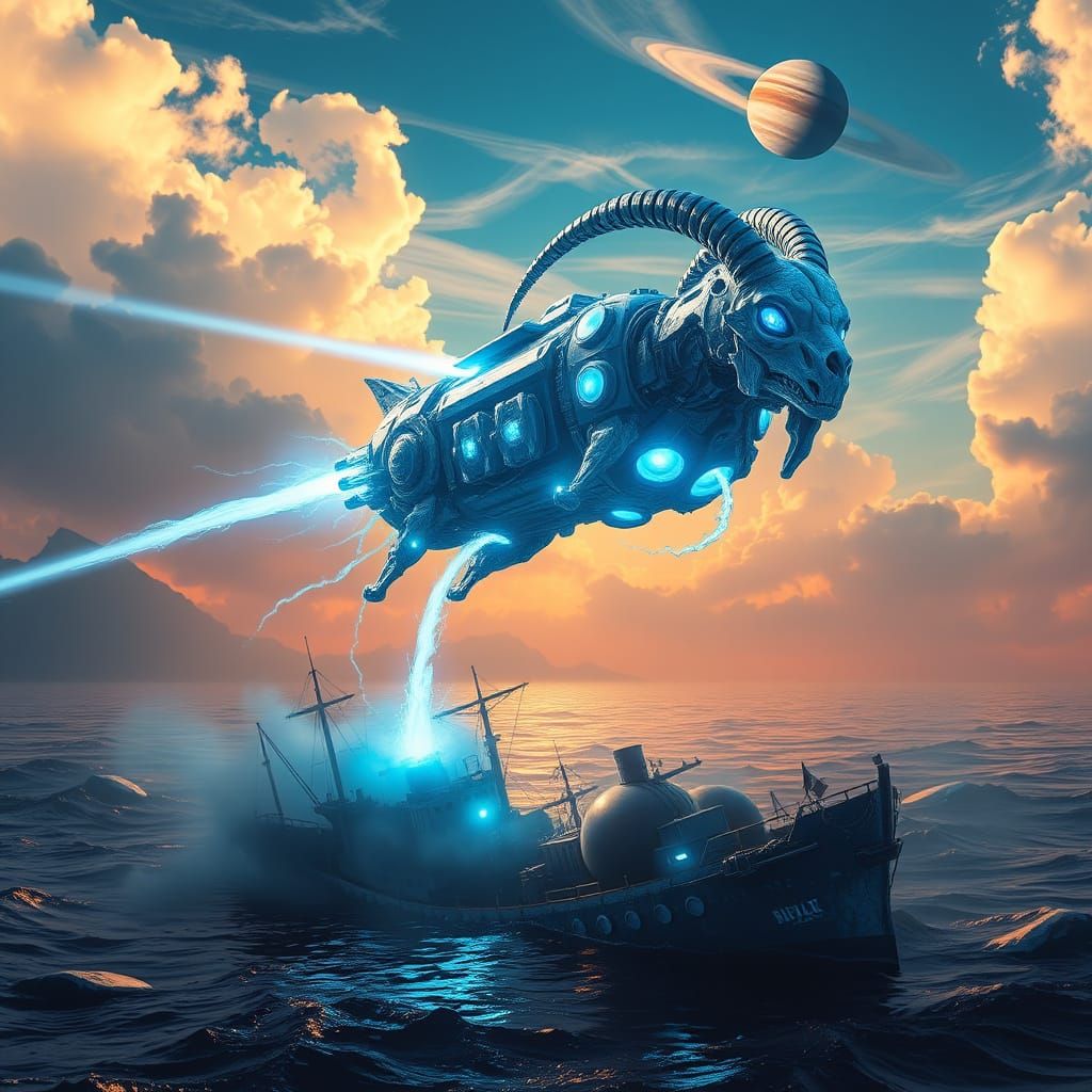 Cyberpunk Space Odyssey with Biomechanical Spaceship