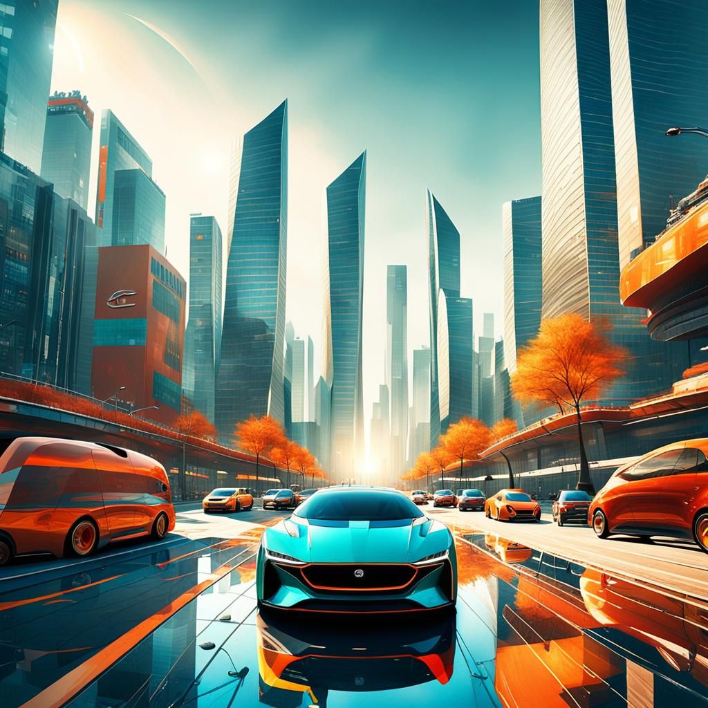 Futuristic Car in Dystopian Beijing: Watercolor Concept Art