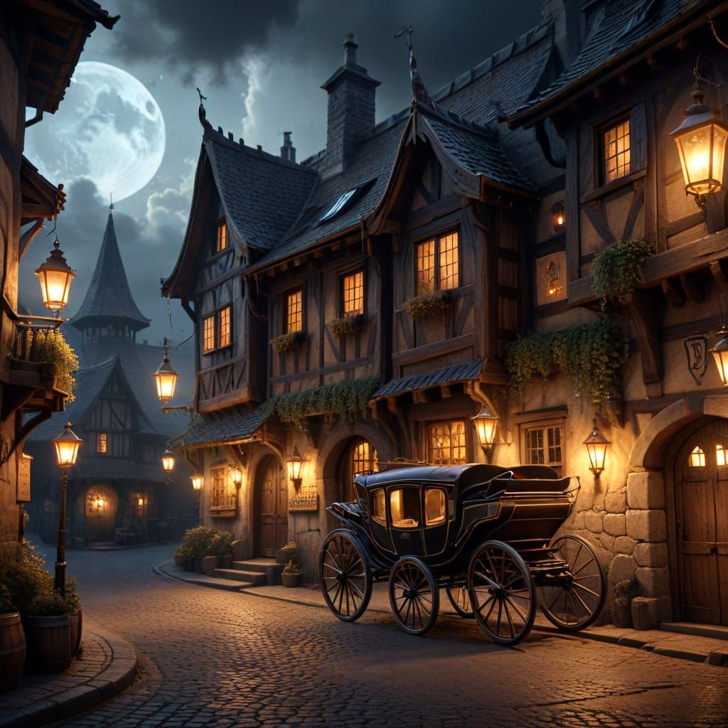 Royal Carriage at Moonlit Tavern in Fantasy Alley